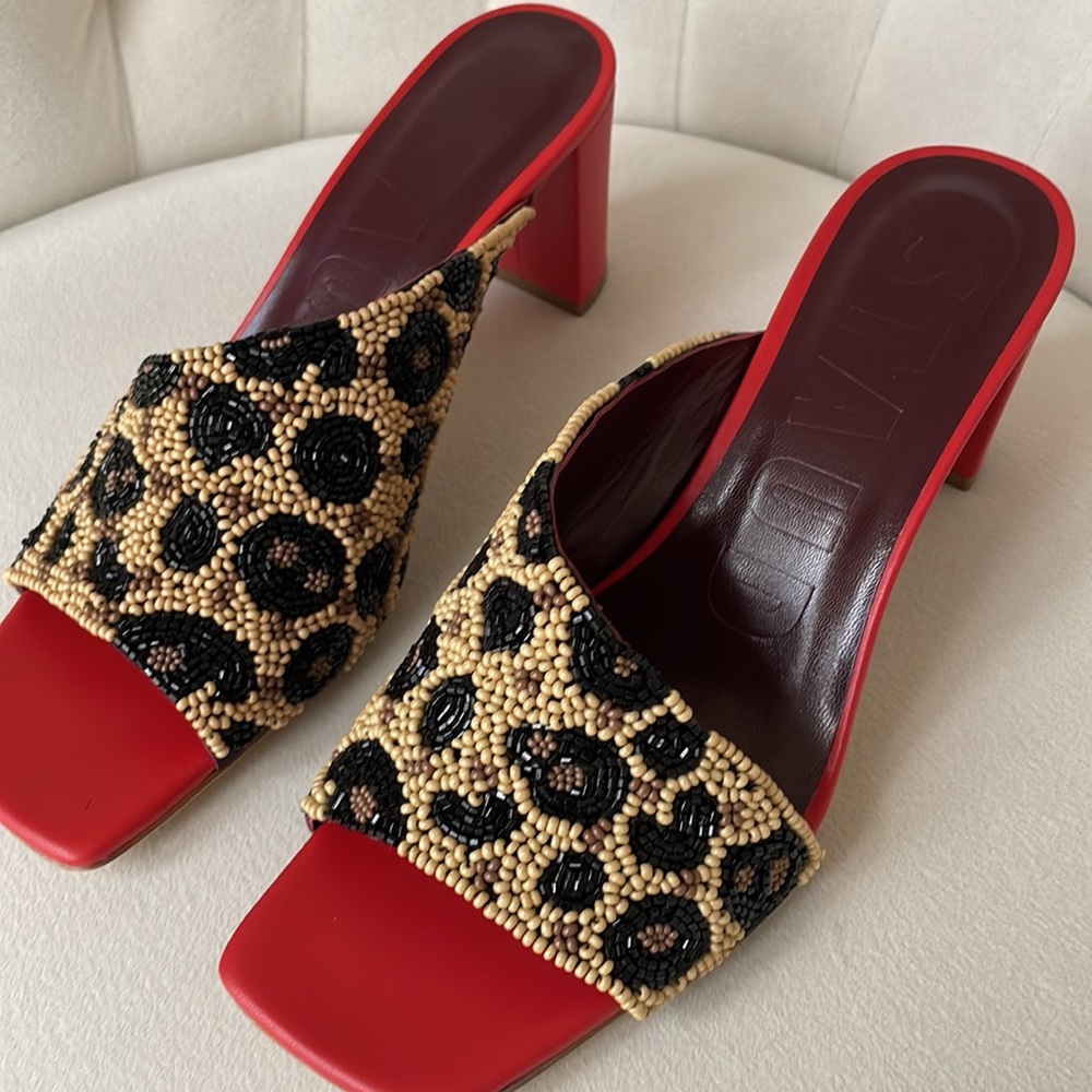 STAUD Nevil Beaded Heel Sandals
